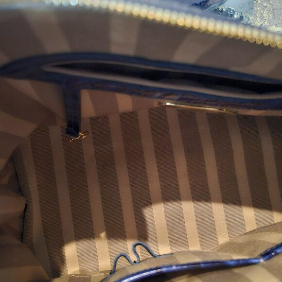 Brahmin Vivian Dome Satchel Blue Croc Embossed Leather - Picture 3 of 5